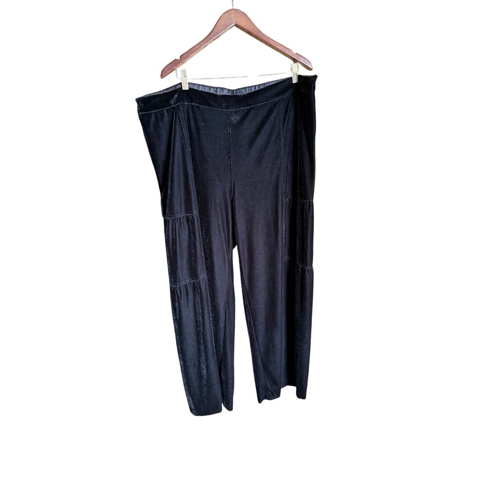 Soft surroundings NWOT Plus size 2X black velvet tiered wide leg bell pants